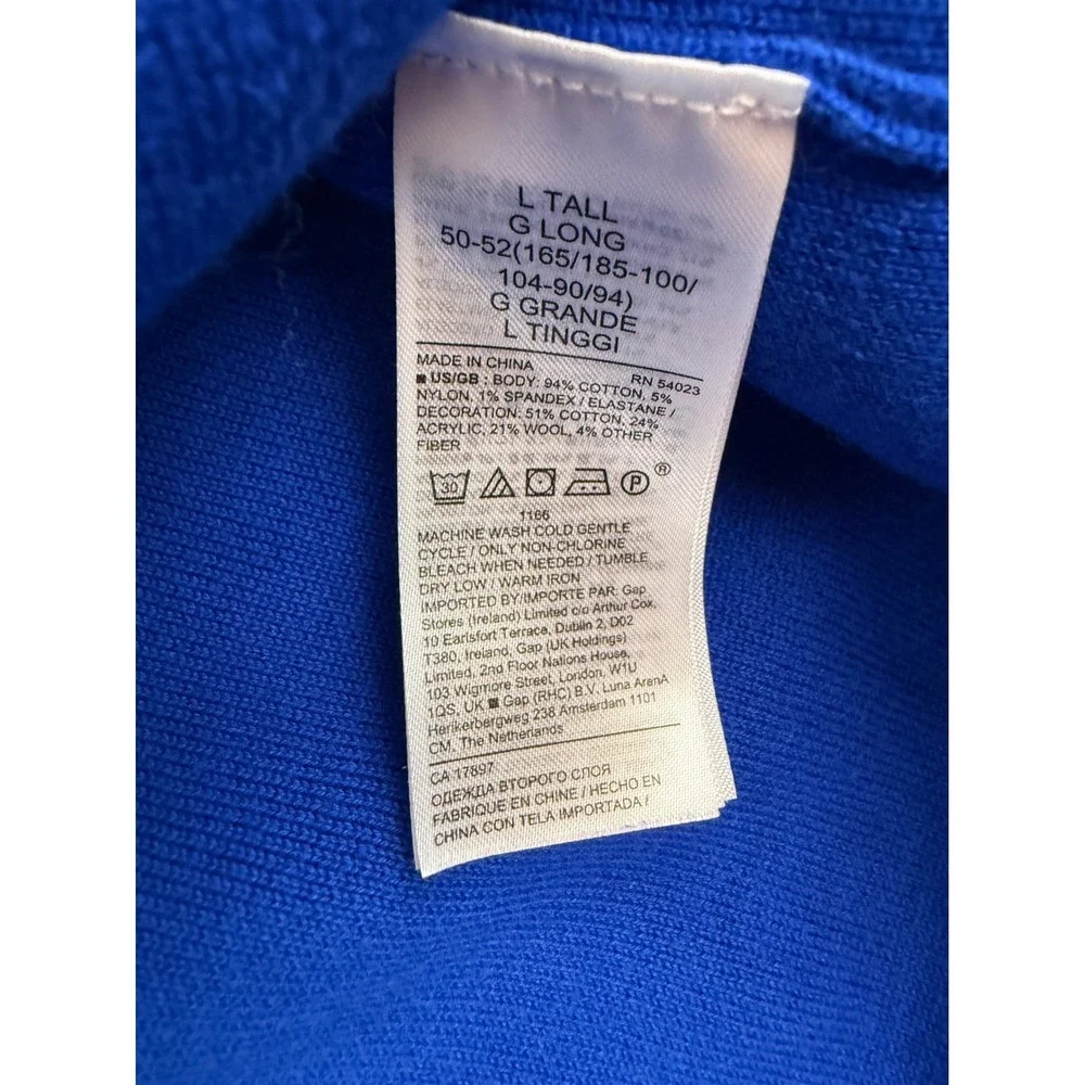 Banana Republic Sweatshirt Mens L Tall Blue Organic Cotton Logo Crewneck 771736